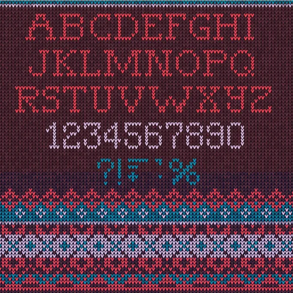 Kerstmis gebreide lettertype — Stockvector