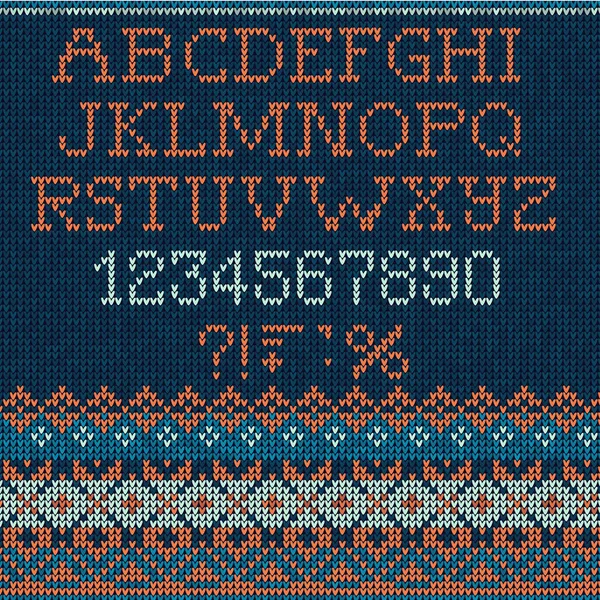 Kerstmis gebreide lettertype — Stockvector