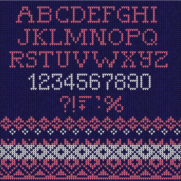 크리스마스 글꼴: 스칸디나비아 원활한 스타일 니트 — 스톡 벡터