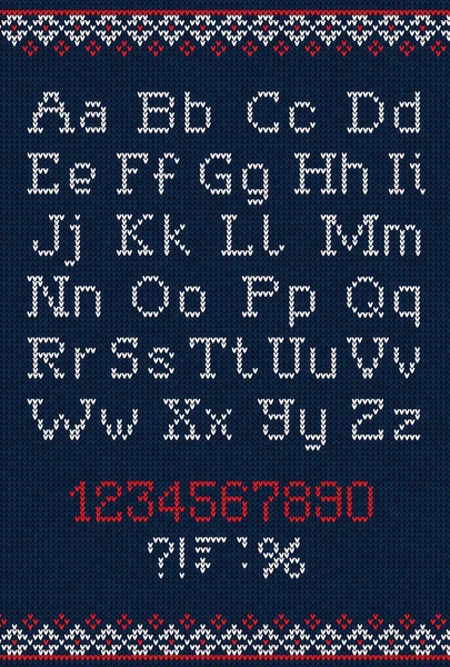 Ручной вязаный абстрактный фон с алфавитом, uppe — стоковый вектор