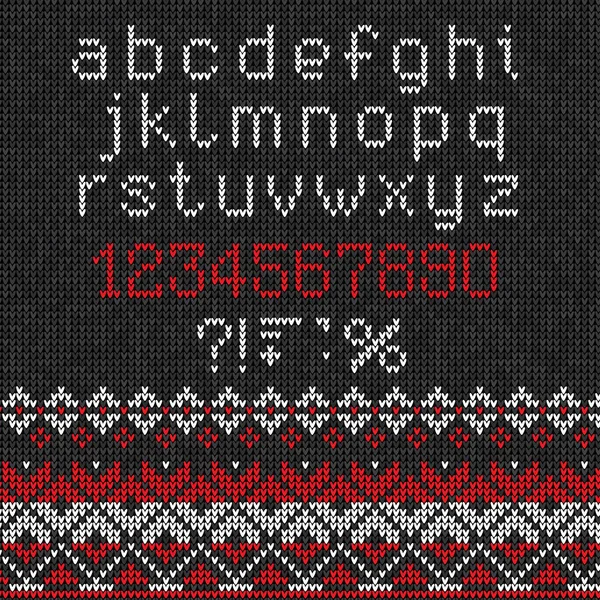 Handgestrickte abstrakte Hintergrundmuster mit Alphabet, lowe — Stockvektor