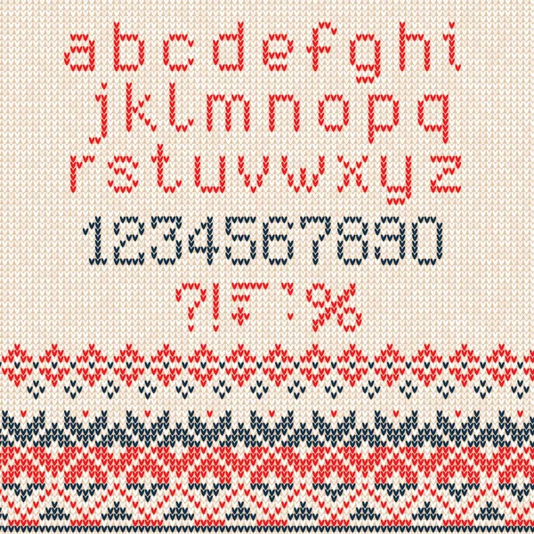 Handgestrickte abstrakte Hintergrundmuster mit Alphabet, lowe — Stockvektor