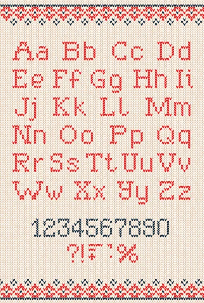 Handgestrickte abstrakte Hintergrundmuster mit Alphabet, uppe — Stockvektor