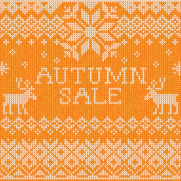 Vente d'automne : modèle tricoté sans couture de style scandinave avec de — Image vectorielle