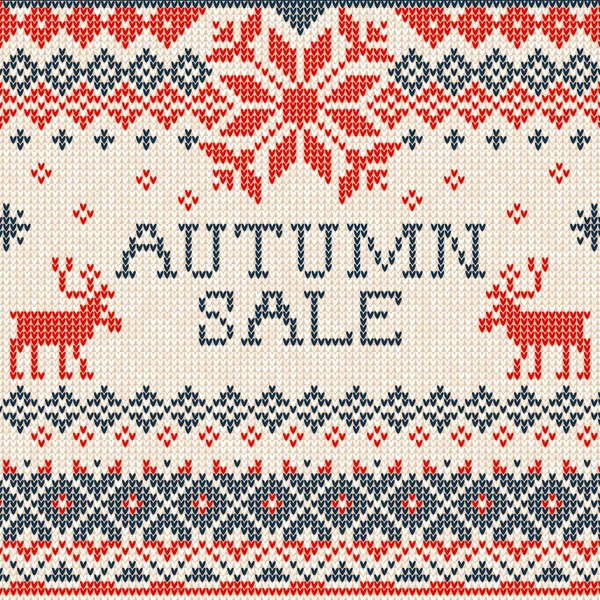 Vente d'automne : modèle tricoté sans couture de style scandinave avec de — Image vectorielle