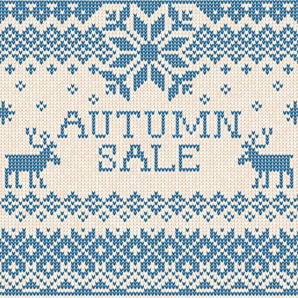 Autumn sale: Scandinavian style seamless knitted pattern with de — Stock Vector