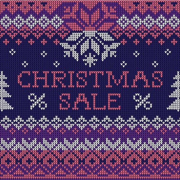 クリスマス セール: 北欧スタイルのシームレスなニット パターン — ストックベクタ