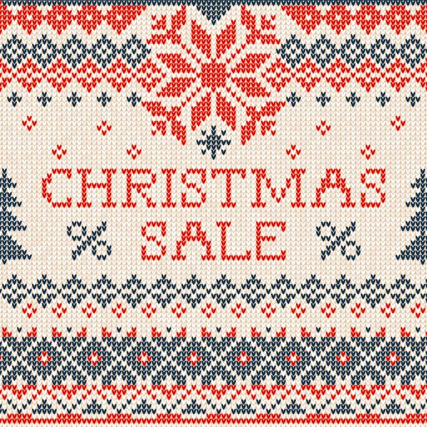 Розпродаж Різдва: В'язана вишивка в скандинавському або російському стилі — стоковий вектор