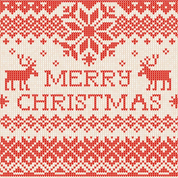 メリークリスマス:スカンジナビアまたはロシアスタイルのニット刺繍 — ストックベクタ