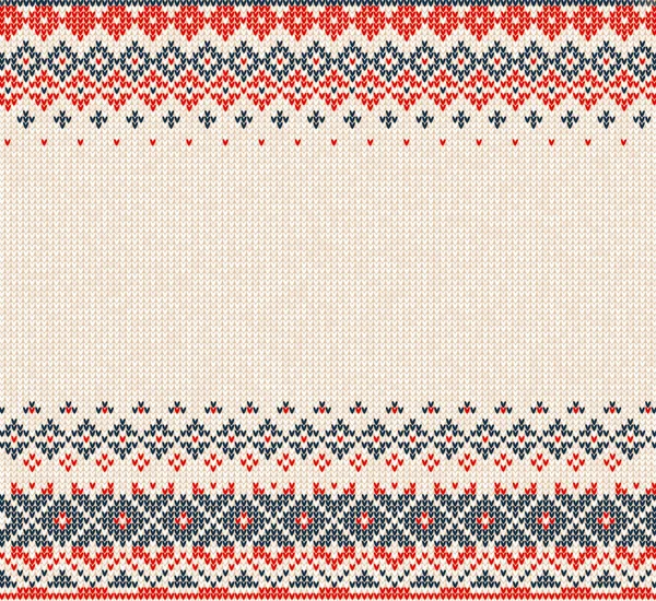 Scandinavian or Russian style knitted background with borders or — Stock Vector