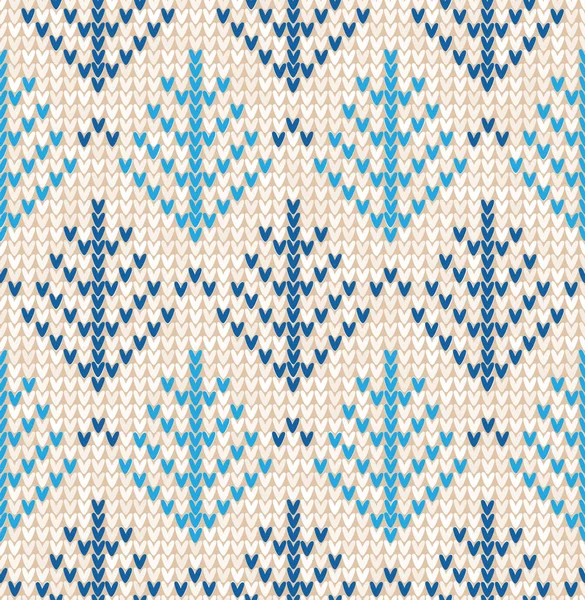 Noël scandinave style plat blanc et bleu coutures tricotées — Image vectorielle