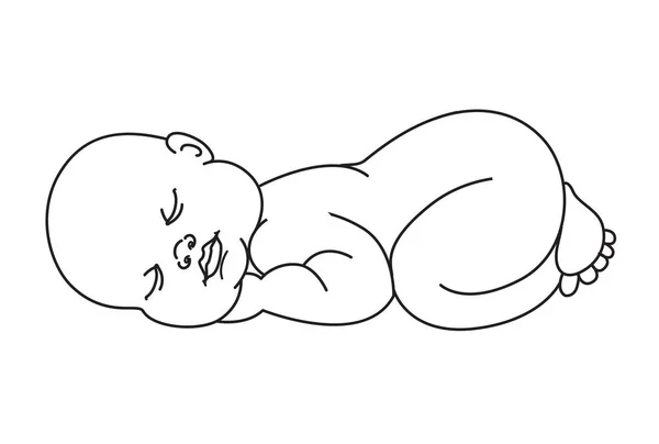 Bébé garçon ou fille mignon. Beau bébé bouclé dormant . — Image vectorielle
