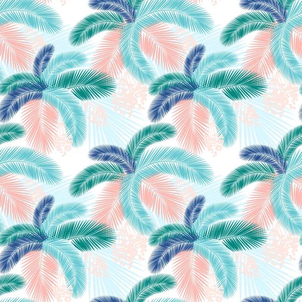 Patrón inconsútil de hojas de palmeras tropicales. Ilustración vectorial. Diseño plano — Archivo Imágenes Vectoriales