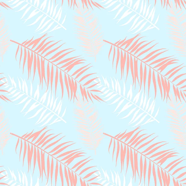 Seamless pattern of Tropical palm leaves. Vector illustration. Flat design — Stock Vector