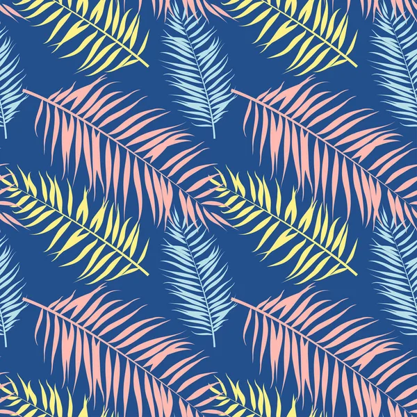 Varratmentes mintázat a trópusi pálmalevelek. Vektoros illusztráció. Síktervezés — Stock Vector