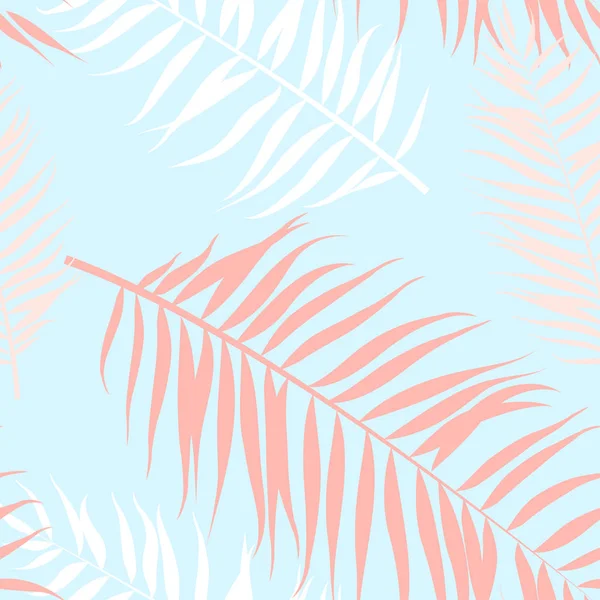 Patrón inconsútil de hojas de palmeras tropicales. Ilustración vectorial. Diseño plano — Vector de stock