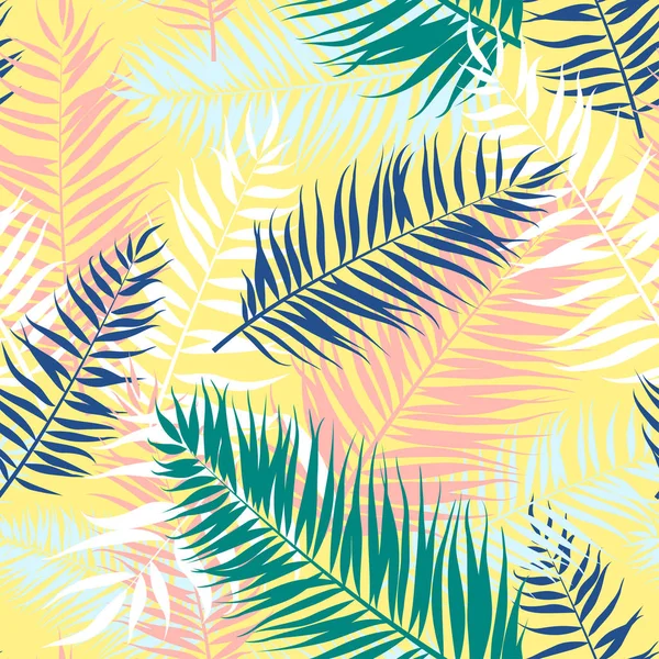 Padrão sem costura de folhas de palma Tropical. Ilustração vetorial. Projeto plano —  Vetores de Stock