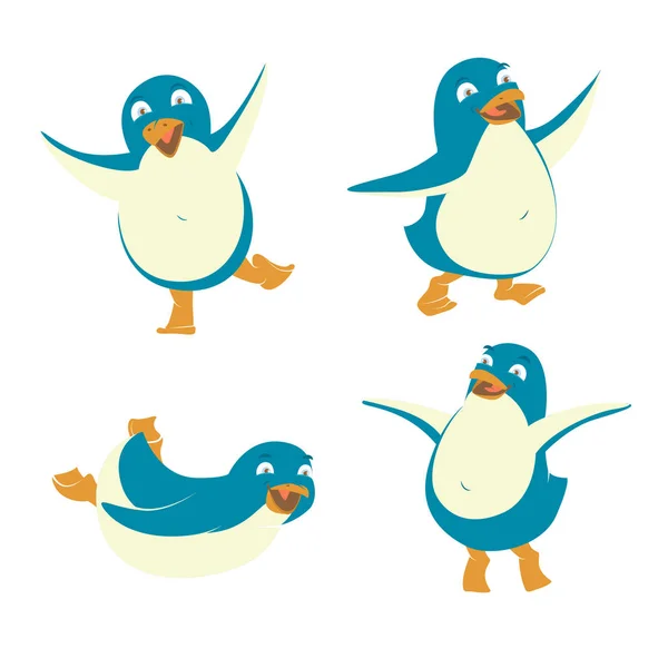 Set of Merry Christmas Happy New Year funny penguins. — Stock Vector