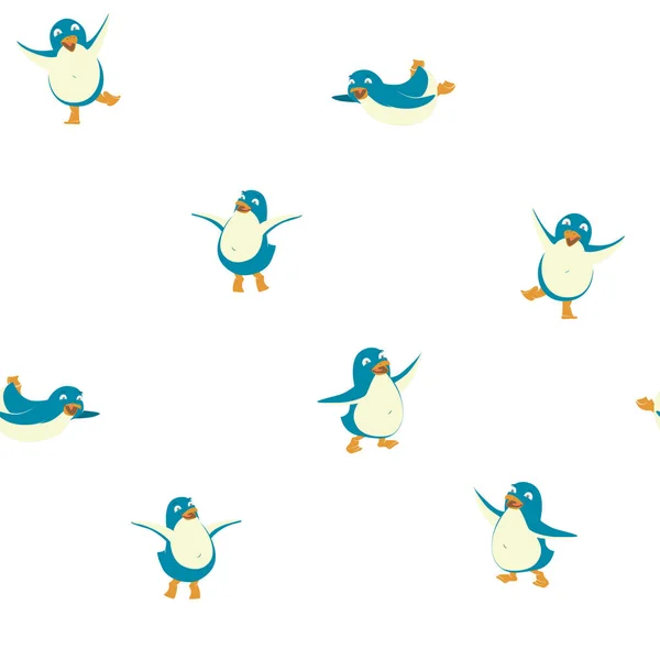 Dikişsiz desen arka plan Merry Christmas Happy New Year komik penguenler. — Stok Vektör
