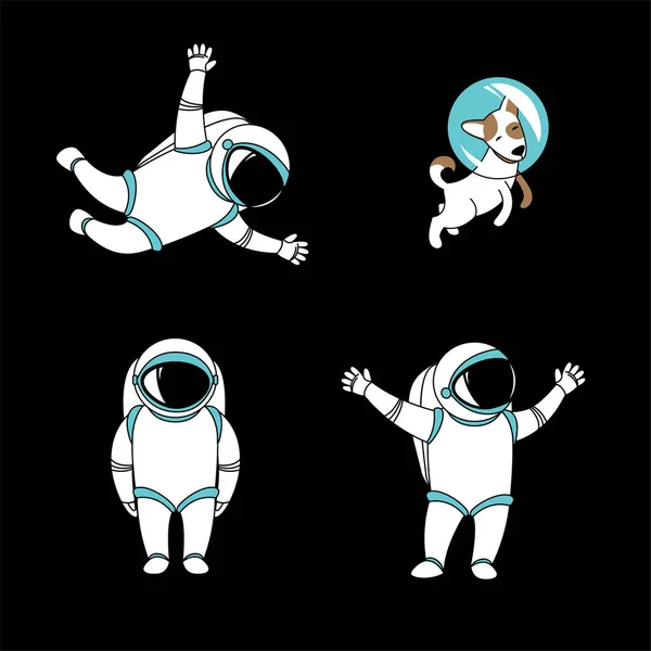 Funny astronaut Spaceman tecken utforska yttre rymden — Stock vektor