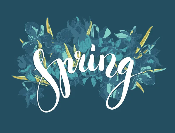 Вектор Красиве написання Весняна рука намальовані квіткові квіти фону . — стоковий вектор
