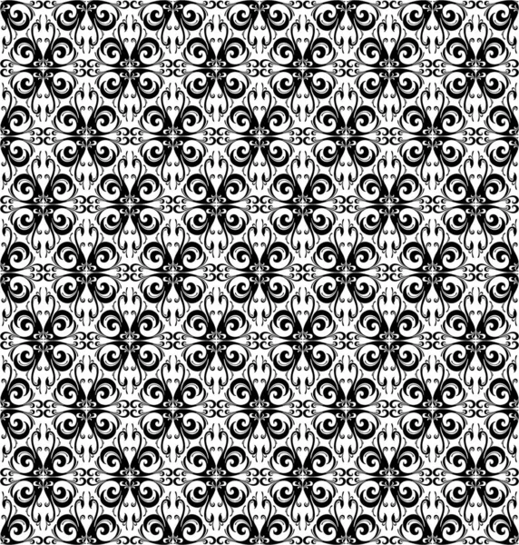 블랙 백조 열대 조류 원활한 패턴입니다. 검정 색 흰색 벡터 그림 — 스톡 벡터