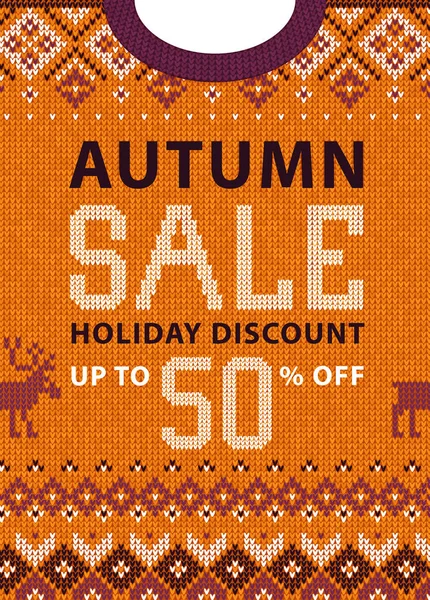 Automne automne saison vente discount bannière. Pull scandinave . — Image vectorielle