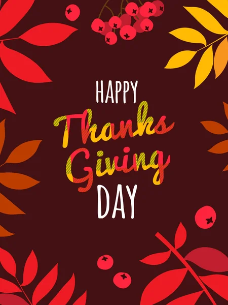 Hand drawn Happy Thanksgiving Day poster design. Autumn greeting card. Fall  colorful leaves and lettering Happy Thanksgiving Day on white background.  Celebration typography banner. Vector illustration 8969817 Vector Art at  Vecteezy