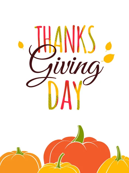 Feliz Día de Acción de Gracias tipografía tipografía cartel. Otoño otoño calabaza cosecha — Vector de stock