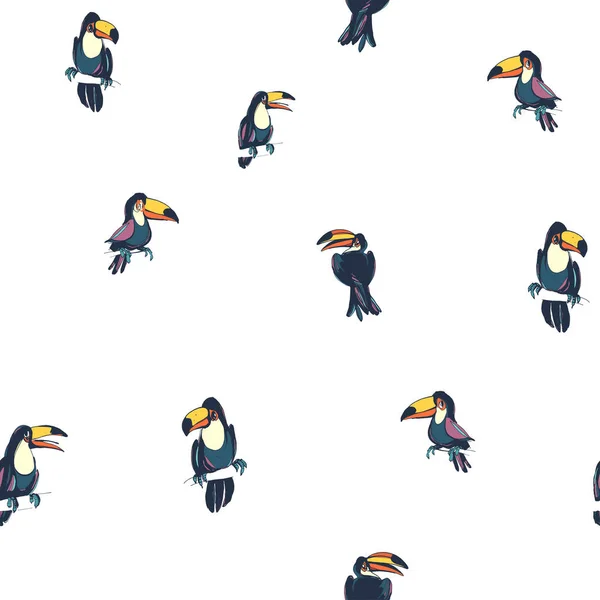 Oiseaux exotiques tropicaux perroquets toucans été hipster sans couture motif de fond . — Image vectorielle