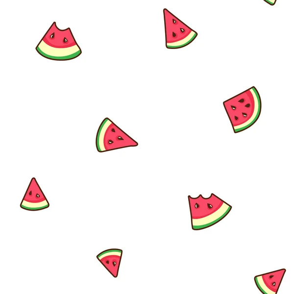 Watermelon slices tropical fruit seamless pattern textile prints, cards, design. — Stock Vector