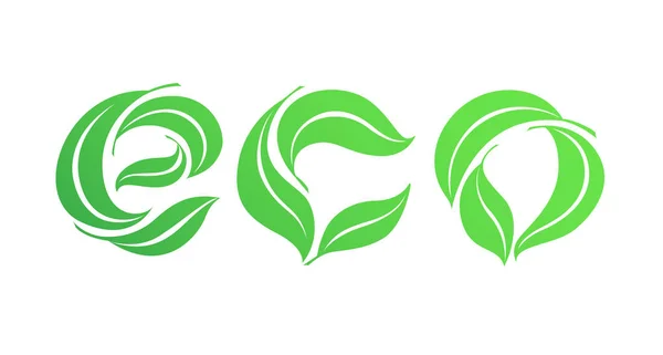 Vektör illüstrasyon logo tasarım küre yeşil yaprak şablon Eko. — Stok Vektör