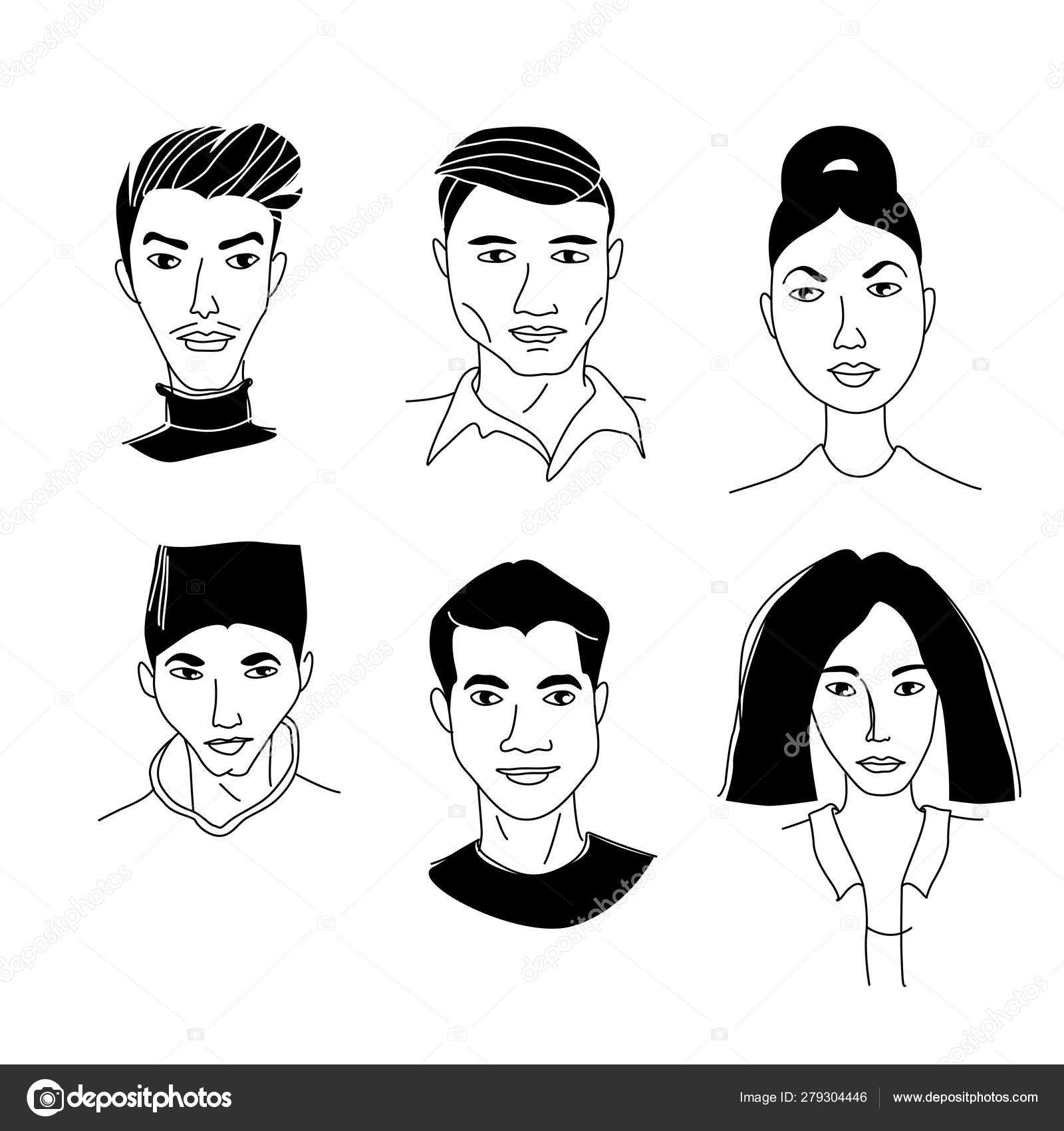 Asian Women S Men S Head Portraits Mono Ethnic Team Gruop