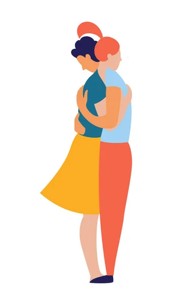 Lycklig par familj pojkvän och flickvän kramas och kysser tillsammans — Stock vektor