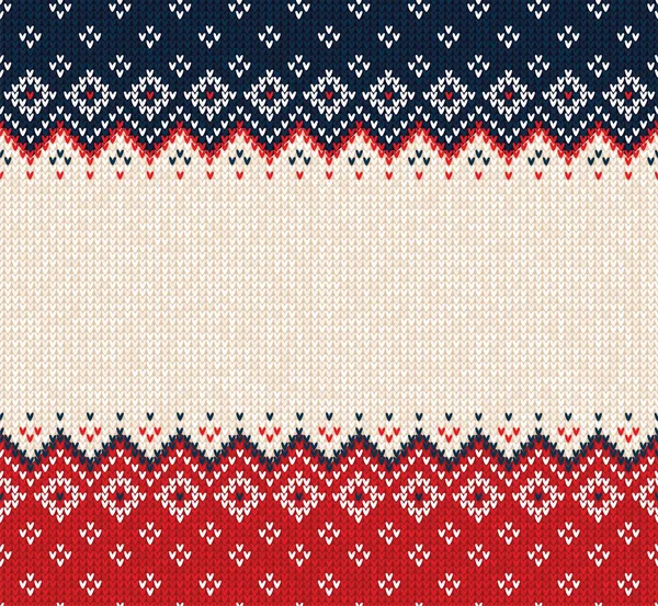 Brutto maglione Buon Natale ornamento stile scandinavo lavorato a maglia sfondo senza cuciture cornice bordo — Vettoriale Stock