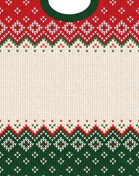 Suéter feo Feliz Navidad ornamento estilo escandinavo tejido marco borde — Archivo Imágenes Vectoriales