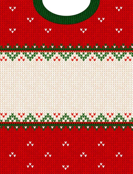 Ugly sweater Merry Christmas ornament scandinavian style knitted background frame border — Stock Vector