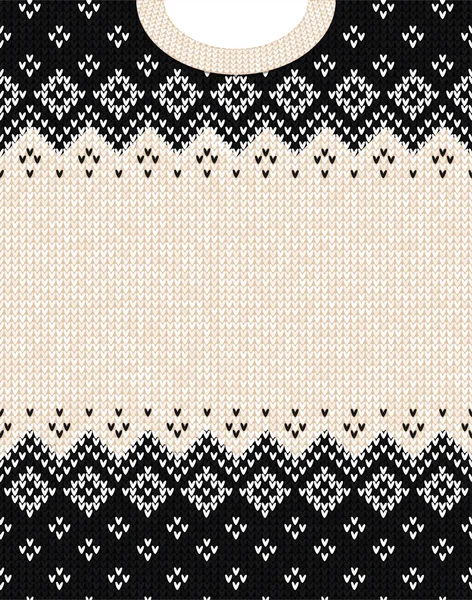 Pull laid Joyeux ornement de Noël scandinave style tricoté bordure de cadre arrière-plan — Image vectorielle