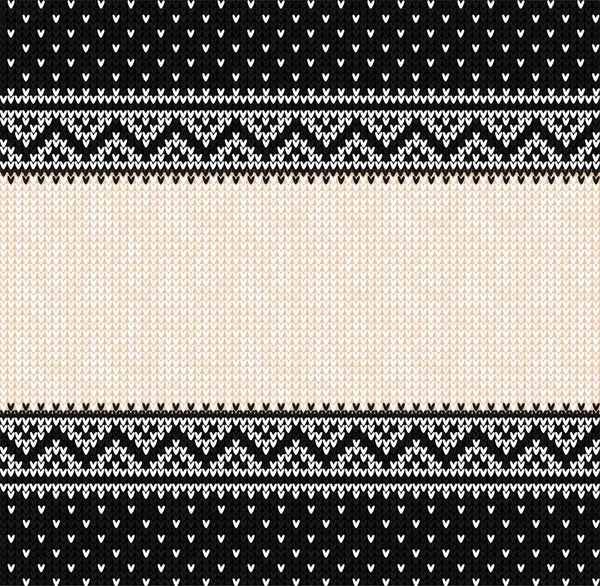 Pull laid Joyeux ornement de Noël style scandinave fond tricoté bordure de cadre sans couture — Image vectorielle