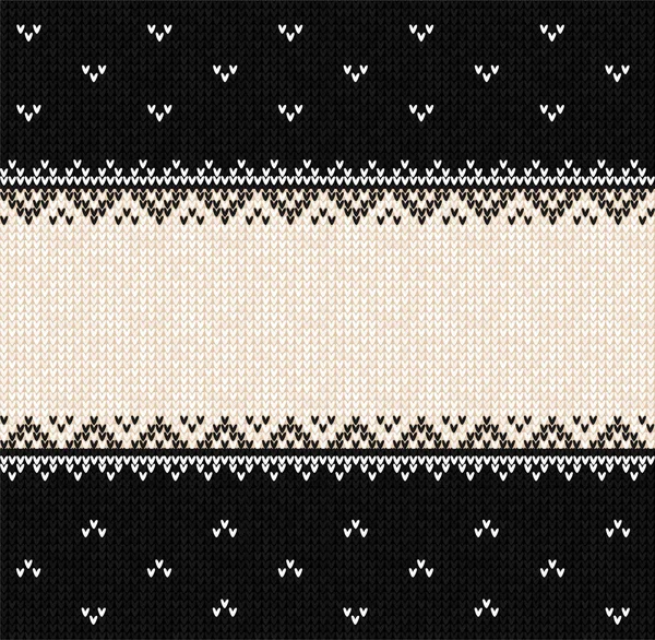 Brzydki sweter Wesołych Świąt ornament skandynawski styl dziane tło granica ramki — Wektor stockowy