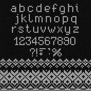 Ugly sweater Merry Christmas knitted background font alphabet sc clipart