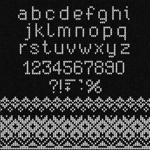 Ful tröja god jul stickad bakgrund Font alfabetet SC — Stock vektor