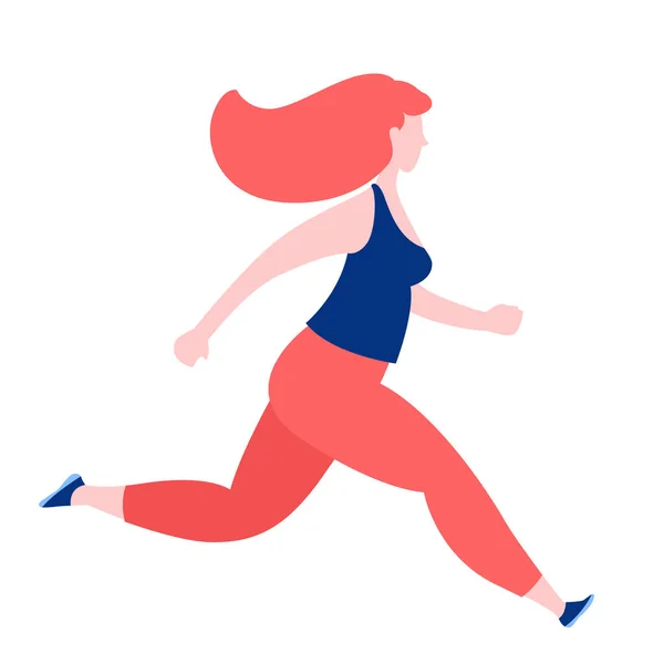 Una mujer corriendo. Equipo de fitness deportivo. Estilo plano — Archivo Imágenes Vectoriales