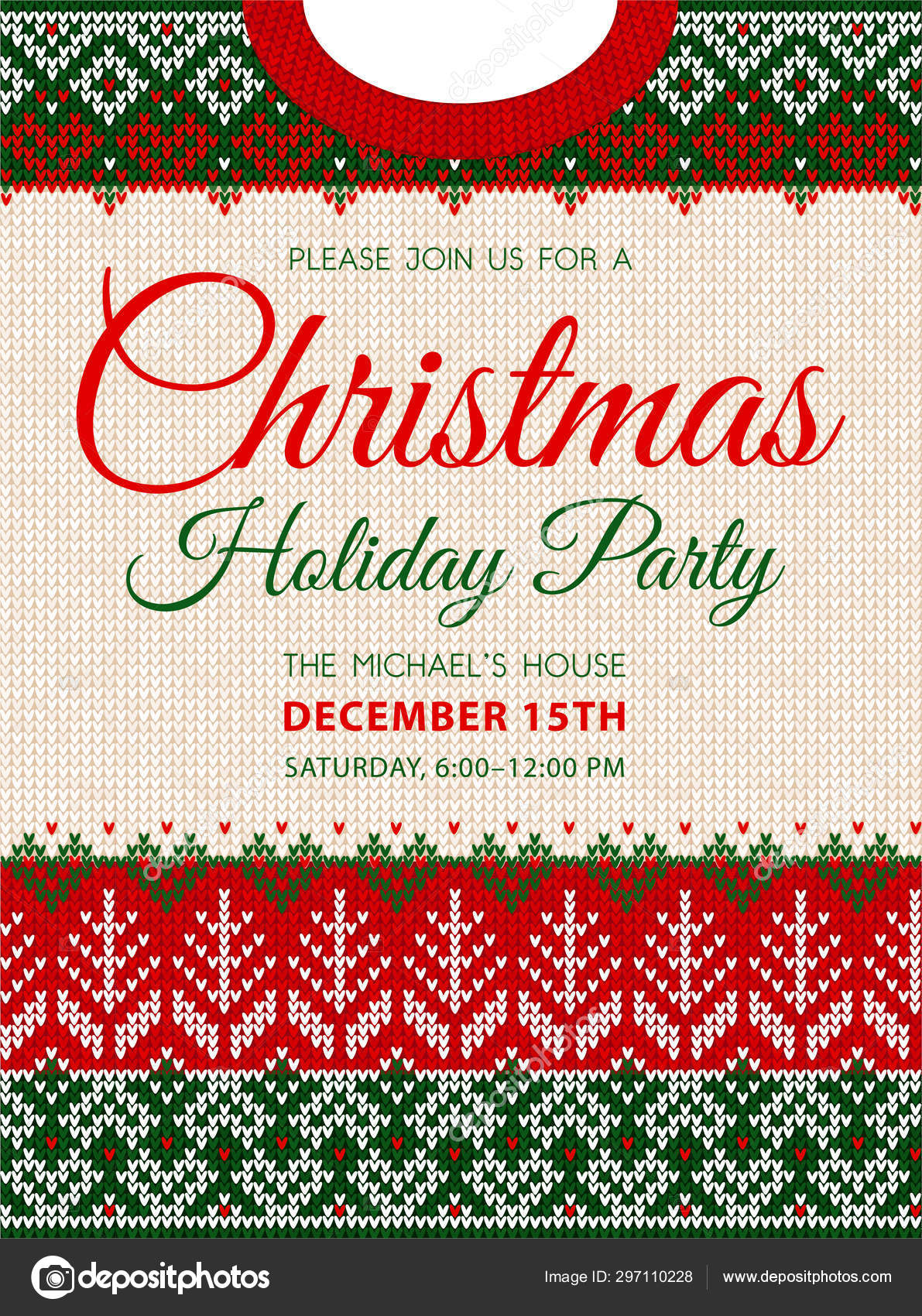 Ugly sweater Christmas party Knitted background pattern