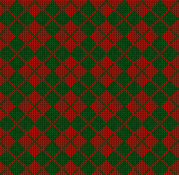 Noël d'hiver x-mas tricot fond sans couture Motif tricoté. Carreaux à carreaux — Image vectorielle