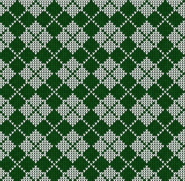 Zimní vánoční x-mas pletené bezešvé pozadí pletený vzor. Kostkovaný kostkovaný — Stockový vektor