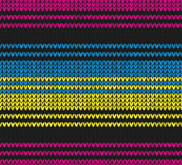 Hiver Noël x-mas tricot fond sans couture Motif tricoté noir, rose, jaune, bleu — Image vectorielle