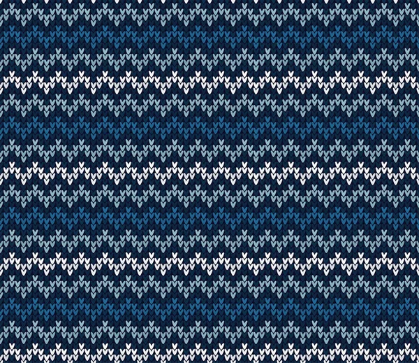 Winter Christmas x-mas knit seamless background Knitted pattern navy blue — Stock Vector