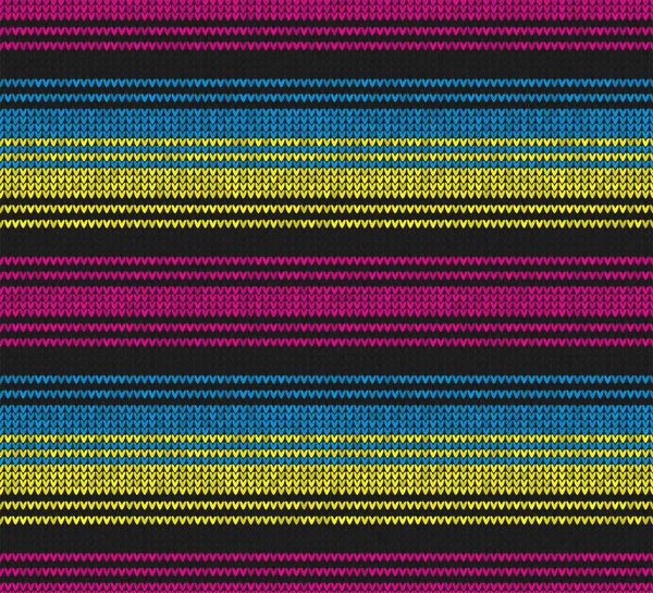 Winter Christmas x-mas knit seamless background Patrón de punto negro, rosa, amarillo, azul — Vector de stock