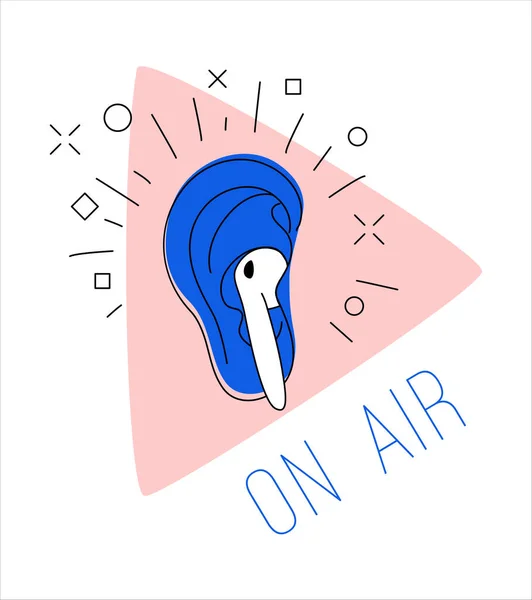 Logotipo Para Transmissão Rádio Podcast Fone Ouvido Ouvido Humano Fundo —  Vetores de Stock